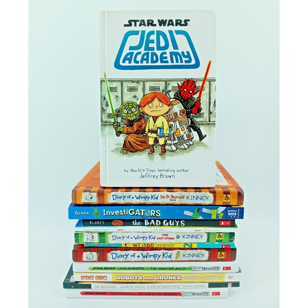 Lot of 12 Kids & Teen Books – Star Wars / Wimpy Kid / Bad Guys + More – VG